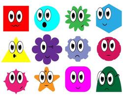 Set of funny shaped faces in a cartoon style, isolated on a white background vector