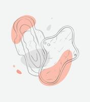 Women regular and reusable sanitary pads composition drawing with splash on grey background vector