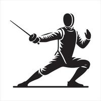 Fencer in Stance silhouette EPS illustration vector