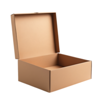 A brown cardboard box with an open lid png