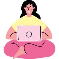freelancer hybrid work at home with laptop png