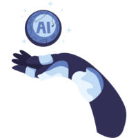 digital ai chip in a robot hand png