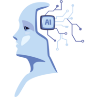 digital ai robot head and brain circuit png
