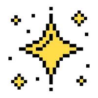 Glitter Stars, sparkling stars pixel art, Bright yellow sparkling pixel art 8 bit vector