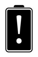 Battery charging icon. Charge level indicator. Black and white illustration. Low charge warning vector