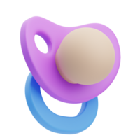 3D Colorful Baby Pacifier With Blue Handle png