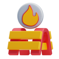 3D Firefighter Flame Barrier Realistic Icon png