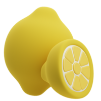 3D Lemon Whole And Half Slices Illustration png