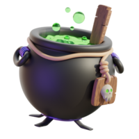 Enchanted 3D Witch's Cauldron With Elixir png