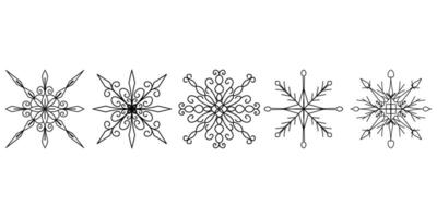 Set of doodle snowflakes isolated vector