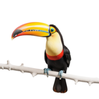 tucán pájaro en un rama transparente antecedentes png