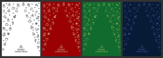 Christmas banners card design with icons forming a triangle tree shape. Digital poster background set in white, red, green and blue. vector