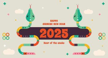 Chinese new year 2025 year of the Snake. colorful Snake illustrations, vertical design, cards, banners. traditional Chinese designs with snakes. Lunar new year concept, geometric modern snake vector