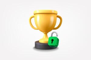 Unlock achievement concept. 3d icon isolated on white background vector
