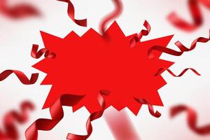 Red flash frame with ribbons on white background. 3d illustration vector