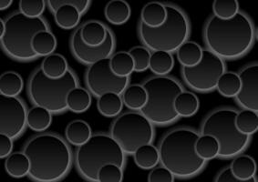 Abstract dark grey circles on black background vector