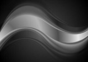 Abstract silver wave on black background vector