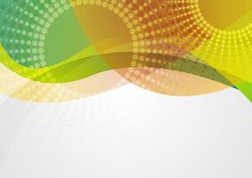 Abstract colorful waves with halftone circles vector