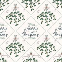 Simple Christmas seamless pattern. Merry Christmas wishes and mistletoe illustration. Pattern in background. illustration vector