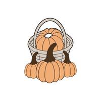 drawing of a pumpkin with bucket vector