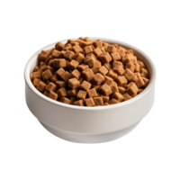 A bowl of brown pet food on a transparent background png
