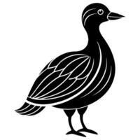 A black and white silhouette of a duck vector