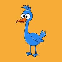 Cartoon bird with blue beak and orange beak vector