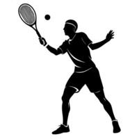 Silhouette of a man playing tennis on a white background vector