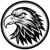 An eagle head in a circle with a black background vector