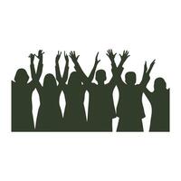 silhouette design of a joyful mob. background of a lively music party vector