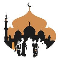 Islamic Mosques Flat-style graphic image of a Ramadan background vector