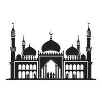 A mosque image in black and white with a black-and-white backdrop vector