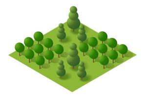 Isometric forest trees illustration vector