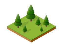 Isometric forest landscape with trees and grass vector