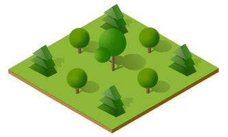 Isometric forest with trees and grass vector