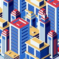 Isometric cityscape with skyscrapers and buildings vector