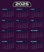 New year 2025 calendar design vector