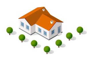 An illustration of a house with trees around it vector
