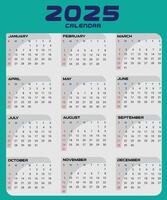 New year 2025 full page calendar design vector