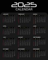2025 full page blank and white calendar design vector