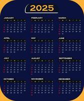 2025 calendar design vector