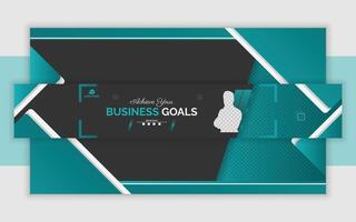 Business goals banner with a man in the middle vector