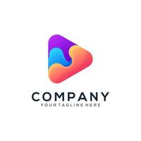 Abstract colorful media play logo design vector