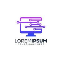 Abstract computer logo design vector