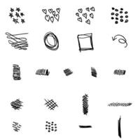 Cartoon line effects and sparks, comic doodles hand drawn splashes burst and explosion elements vector
