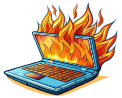 Burning Laptop with Intense Flames png