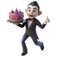 A cartoon character holding a cake with candles on it png