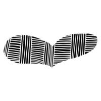 Thick Geometric Heart Icon Decorated with Horizontal and Vertical Hatched Lines. Hand-Drawn Abstract Doodle Love Icon. Black Solid Shape Isolated on a White Background. vector
