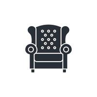 Sillón plano icono. asiento silla. hogar decoración. vector