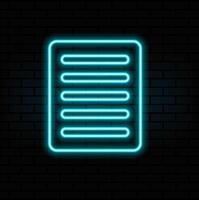 Glowing neon line Clipboard with checklist icon isolated on brick wall background. Control list symbol. Survey poll or questionnaire feedback form. Colorful outline vector